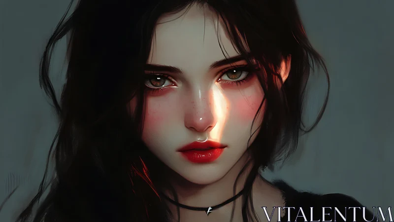 Digital portrait study with cinematic rim lighting and glossed lips.