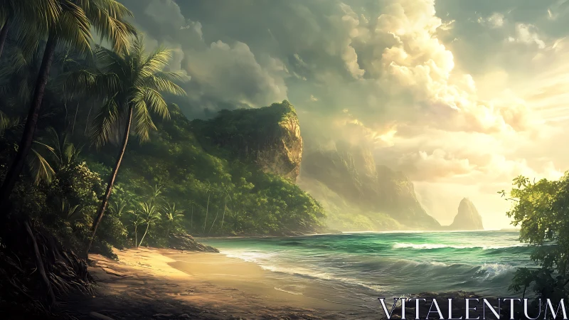 Tropical Coastal Landscape With Volcanic Formations.