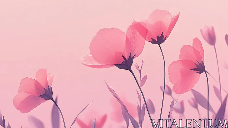 Delicate Pink Poppies Dancing in Soft Morning Light