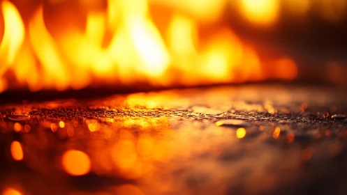 Molten Heat Cascade: Macro Depth Renders Fire's Luminous Boundary.