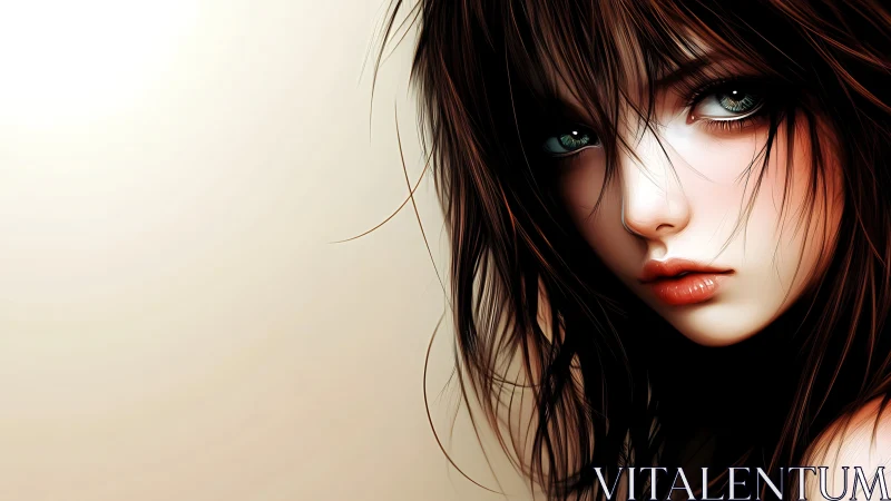 Melancholic anime girl gazes softly into a glowing silence