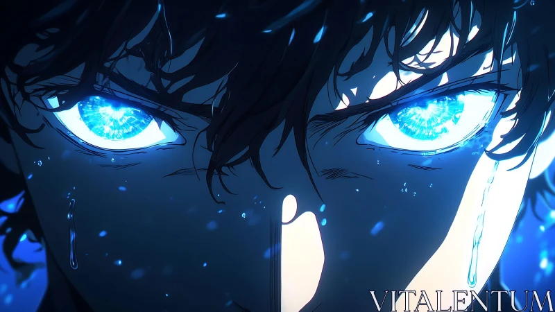 Luminescent irises under high-contrast anime close-up study.