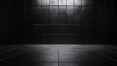 Minimal black tiled room suggests sleek futuristic showroom