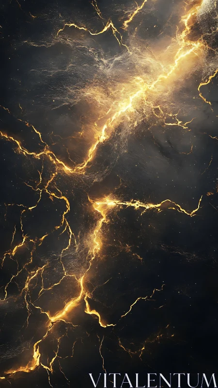 Golden plasma fracture streaking through dark cosmos.