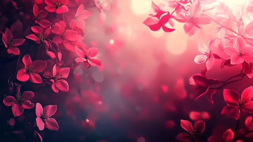 Pink Flowers with Soft Bokeh and Luminous Background.