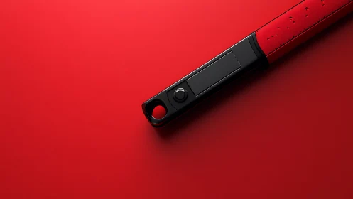 Red and Black Measuring Tape on Red Background