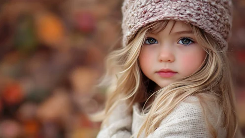 Young dreamer gazes pensively through muted autumn hues and wool