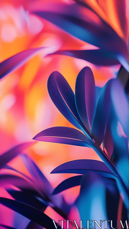 Chromatic macro study of bokeh-lit synthetic foliage planes.