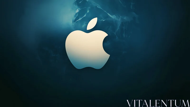 Glowing apple silhouette drifting over deep teal mist.