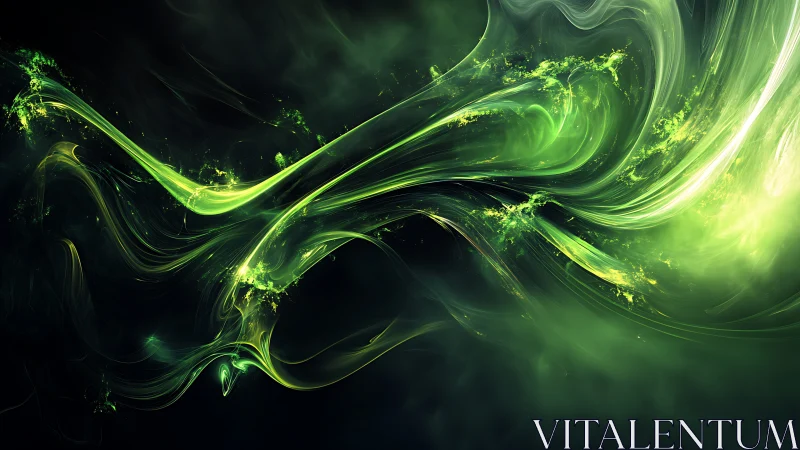 Emerald energy streams swirl across a luminous cosmic void.