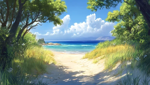 Coastal Beach Paradise. Turquoise Waters Meet Golden Sand.