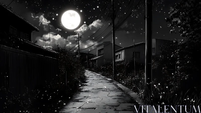 Moonlit alleyway quietly rehearses forgotten summer dreams