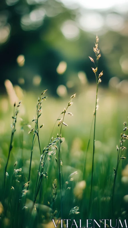 Close-up field grasses with shallow depth of field effect.