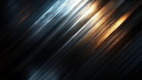 Abstract streaked metallic surface with blue and golden highlights.
