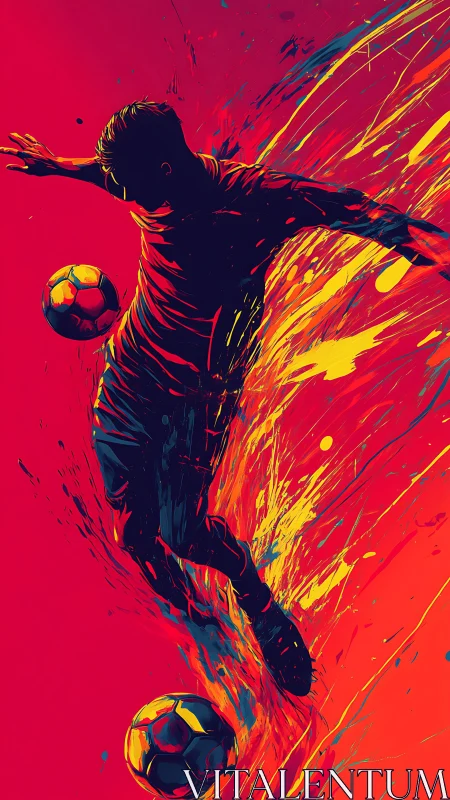 Electric soccer freestyle in bold neon motion splash.