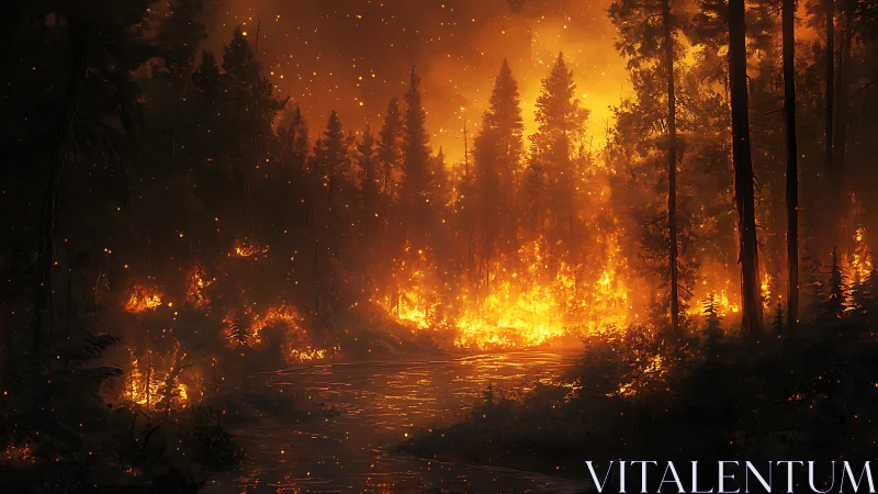 Nocturnal Forest Conflagration: Intense Wildfire with Radiative Heat Dynamics