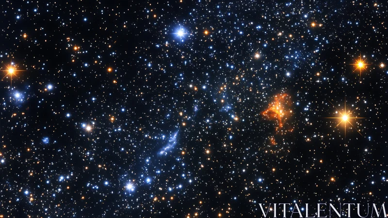 Nebular fireflies drift through a jeweled river of distant stars