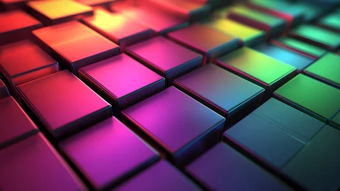 Vibrant 3D Geometric Tiles With Colorful Gradient Lighting.