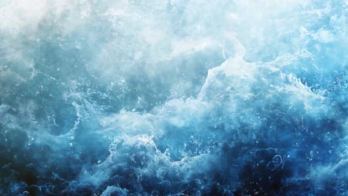 Storm-tossed water carves bright turbulence into deep blue