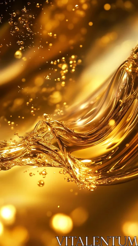 Golden liquid ribbons swirling in warm glowing light.