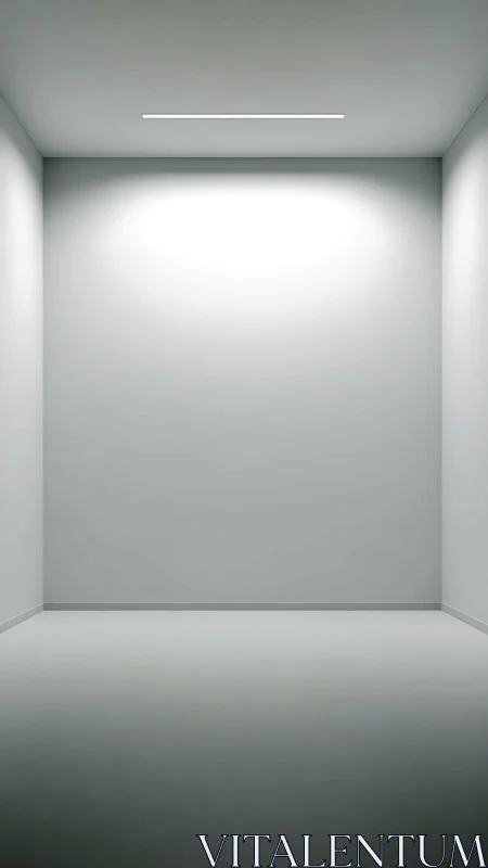 Empty white interior room with overhead linear ceiling light.