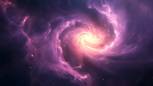 Spiral nebula structure with bright central light source.