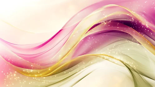 Iridescent ribbon wave abstraction with luminous gradients.