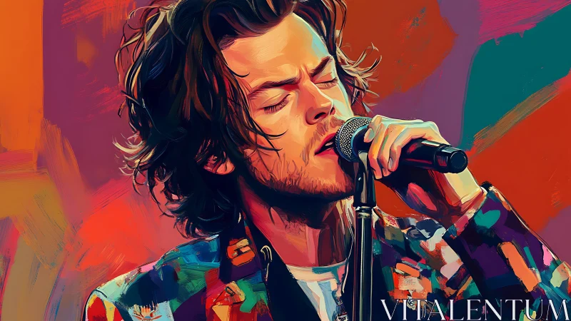 Velvet-voiced crooner bathing in painted neon soundwaves.