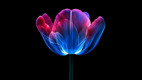 Luminous Neon Tulip Blooming in Electric Color.