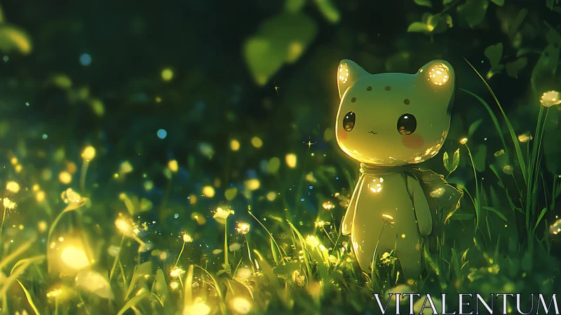 Firefly meadow stroll with a softly glowing forest friend.