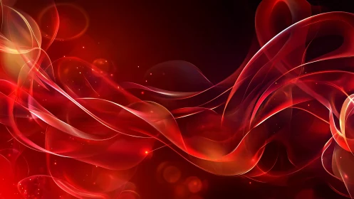 Red translucent light trails curve across dark gradient background
