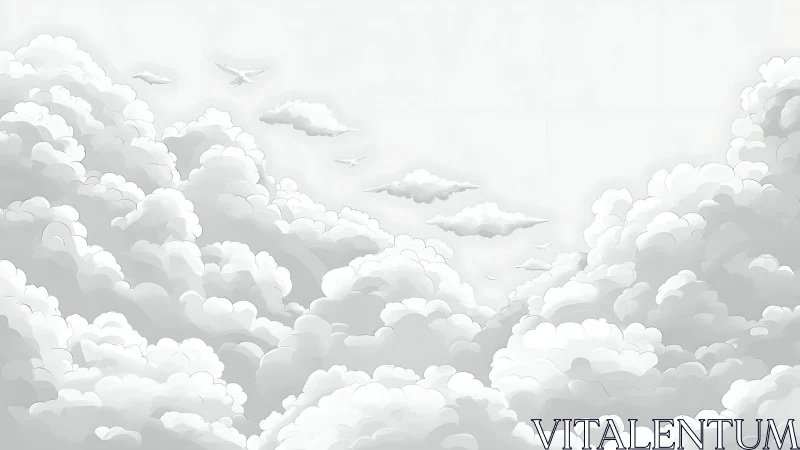 Layered grayscale cloud formations occupy the entire frame