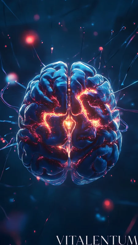 Glowing neural brain core with bioelectric synaptic network