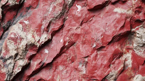 Close-up of textured red rock surface with natural rugged details.