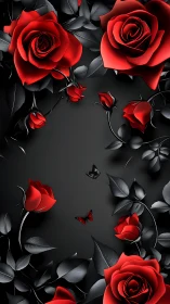 Crimson Blooms Waltz: Red Roses Dance Through Shadow.