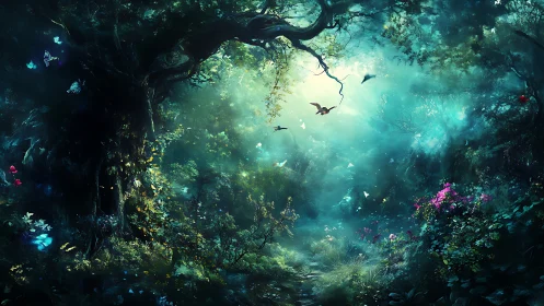 Bioluminescent Aquatic Cavern: Ethereal Underwater Sanctuary.