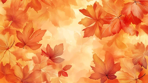 Autumn leaves drift through glowing amber sunset air.