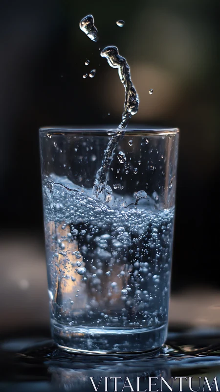 Midair water splash crowns a sparkling glass in motion.