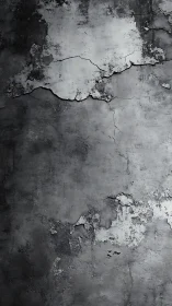 Weathered concrete wall with peeling render and surface fissures