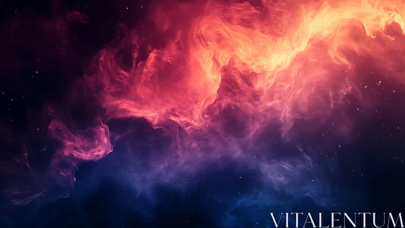 Bicolor interstellar nebula cloud with glowing ionized gas field