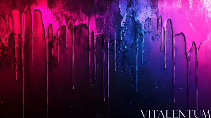 Neon drips cascade across a twilight wall of electric color.