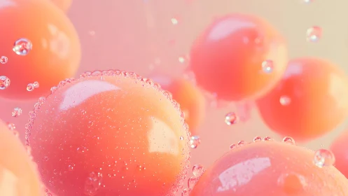Close-up of Pink Bubbles in Soft Focus Abstract Style.