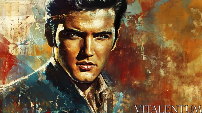 Male portrait set against textured warm abstract background