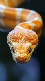 Orange and white snake portrait with detailed textured scales.