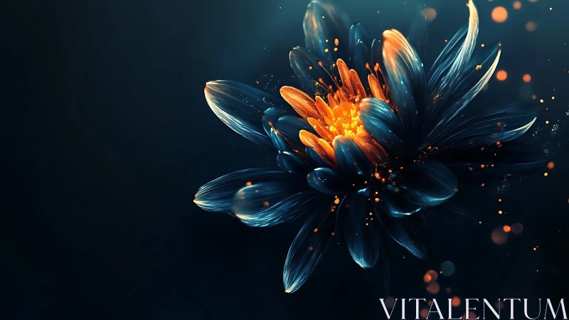 Digital macro render shows luminous abstract flower structure