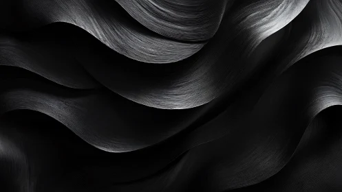 Dark metallic waves flow across sculpted abstract surfaces.