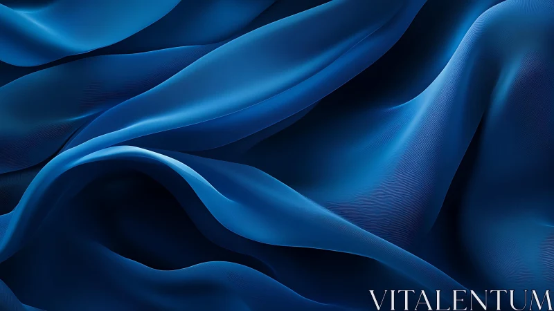 Flowing Blue Silk Fabric Abstract Art with Smooth Texture.