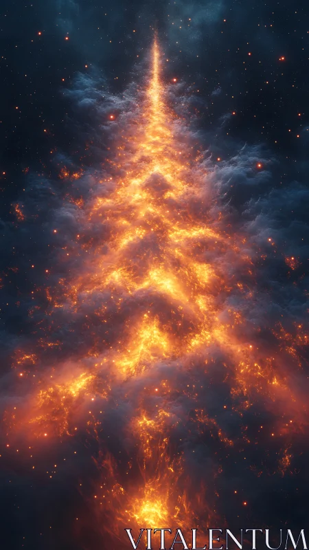 Cosmic Fire Phoenix Rising Through Stars