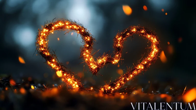 Incandescent Heart Shape: Pyrotechnic Wire Structure with Luminous Particle Dispersion