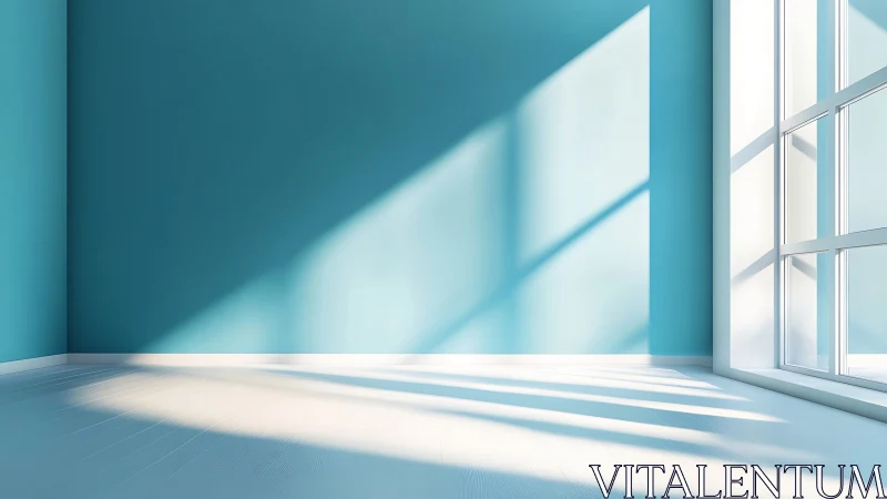 Sunlit turquoise room captures calm minimalist interior mood